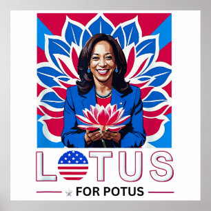 Lotus for Potus Kamala Harris President Campaign Poster