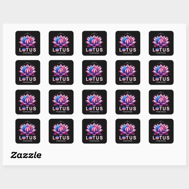 Lotus for Potus Kamala Harris Trendy Lotus Potus Square Sticker (Sheet)