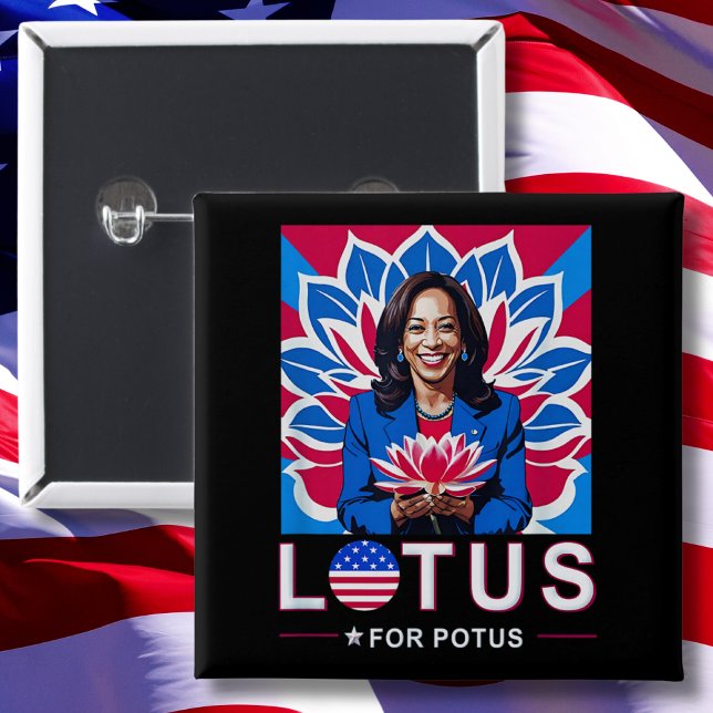 Lotus For Potus USA Election Kamala Harris 2024  15 Cm Square Badge (Creator Uploaded)