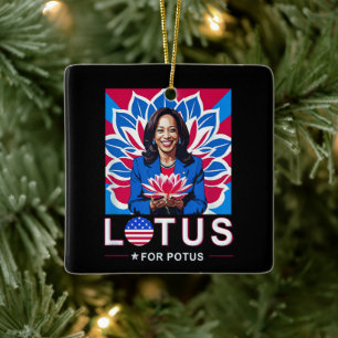 Lotus For Potus USA Election Kamala Harris 2024 Ceramic Ornament