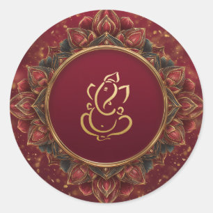 Lotus Ganesh Wedding   Indian Wedding Classic Round Sticker