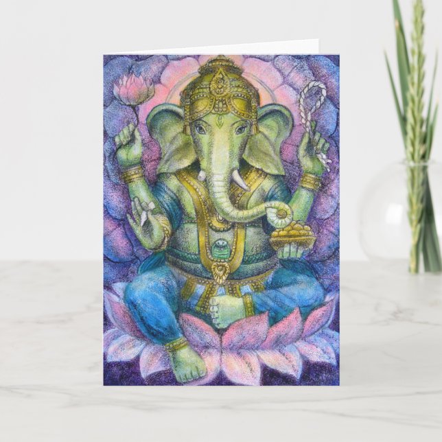 Lotus Ganesha Greeting Card (Front)