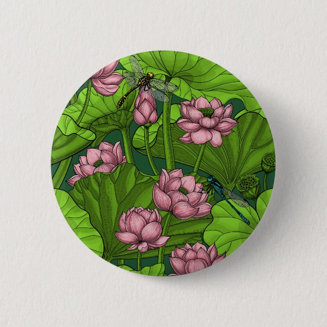 Lotus garden 6 cm round badge (Front)