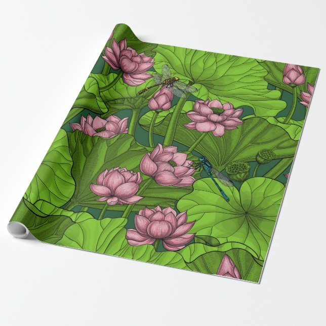 Lotus garden wrapping paper (Unrolled)