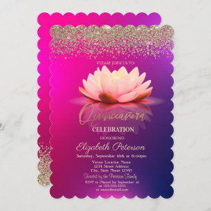 Lotus Gold Confetti Diamond Ombre  Invitation