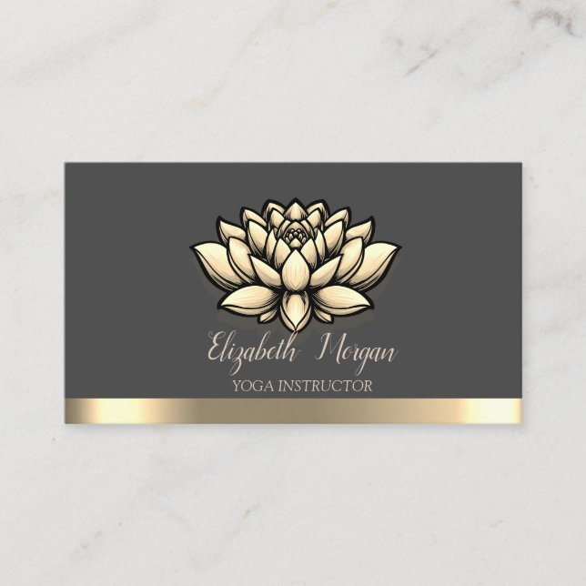  Lotus Gold Stripe Yoga Instructor Business Card (Front)