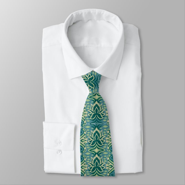 Lotus Ikat Pattern - The White Lotus Tie (Tied)
