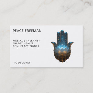 Lotus Illumination Hamsa Hand Design Business Card