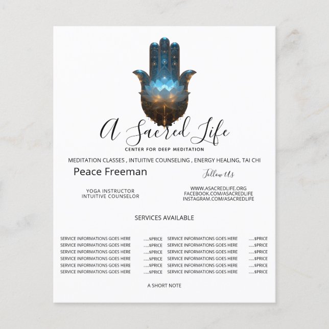 Lotus Illumination | Hamsa Hand Design Flyer (Front)