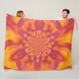 Lotus in Orange and Yellow Satin Fleece Blanket