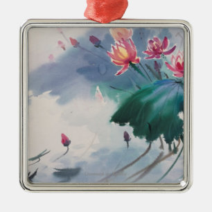 Lotus in the Pond Metal Ornament