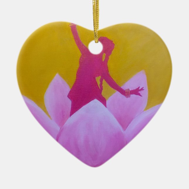Lotus Kathak Dancer Ceramic Ornament (Front)