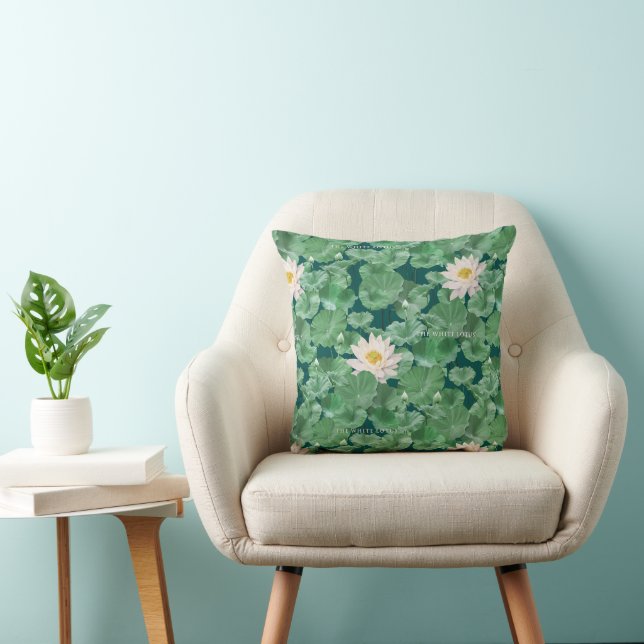 Lotus Lagoon Pattern - The White Lotus Cushion (Chair)