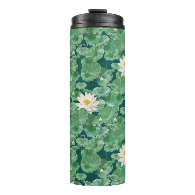 Lotus Lagoon Pattern - The White Lotus Thermal Tumbler (Front)