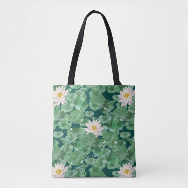 Lotus Lagoon Pattern - The White Lotus Tote Bag (Front)