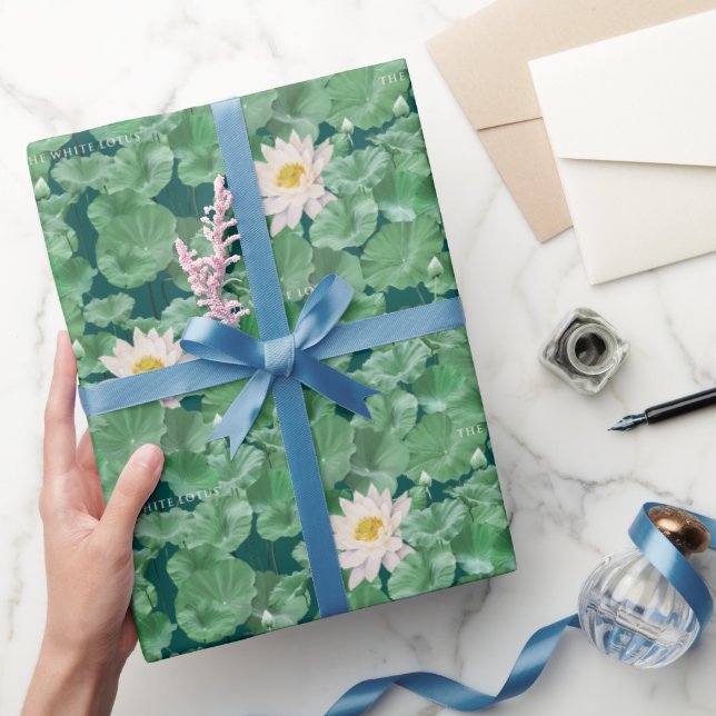 Lotus Lagoon Pattern - The White Lotus Wrapping Paper (Gifting)