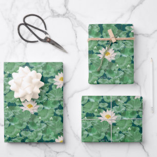 Lotus Lagoon Pattern - The White Lotus Wrapping Paper Sheet
