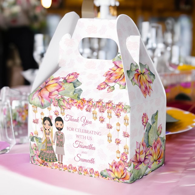 Lotus lanterns Indian mehndi personalised  Favour Box (Lotus lanterns Indian mehndi personalized Favor Box)