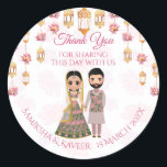Lotus lanterns Indian wedding personalised favour Classic Round Sticker<br><div class="desc">Lotus lanterns Indian wedding personalised favour stickers and labels. Personalised favour stickers,  Indian wedding favour stickers</div>