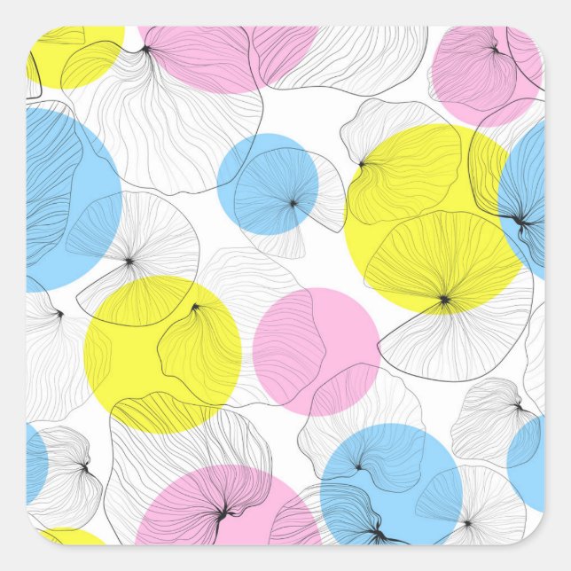 Lotus Leaves Colourful Spots Pattern Square Sticker (Front)