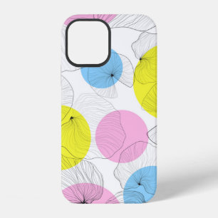 Lotus leaves hand draw outline with colourful spot iPhone 12 case