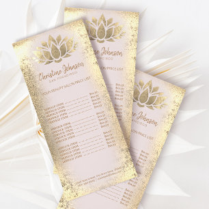 lotus logo on faux gold foil rack card