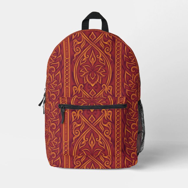 Lotus Luxe Tapestry Pattern - The White Lotus Printed Backpack (Front)