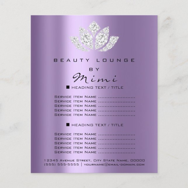 Lotus Makeup Beauty Salon Lashes Flyer Grey Purple (Front)