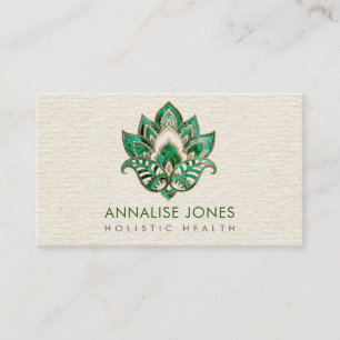 Lotus - Malachite and Gold decorated Business Card