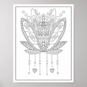 Lotus Mandala Adult Coloring Poster