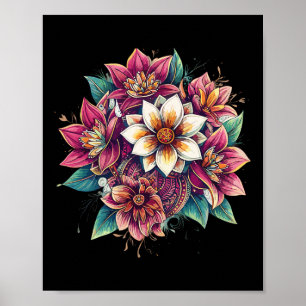 Lotus Mandala Boho Floral Yoga Meditation Zen Poster