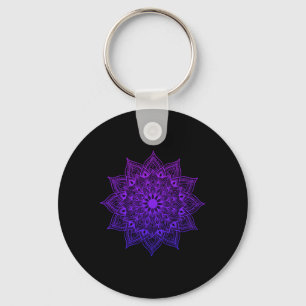 Lotus Mandala Buddha Zen Art Succulent Botanical B Key Ring