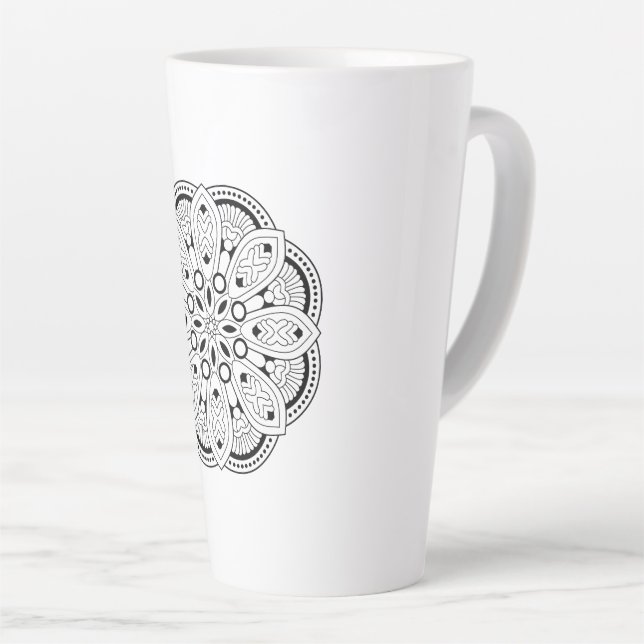 Lotus Mandala Design Latte Mug (Right Angle)