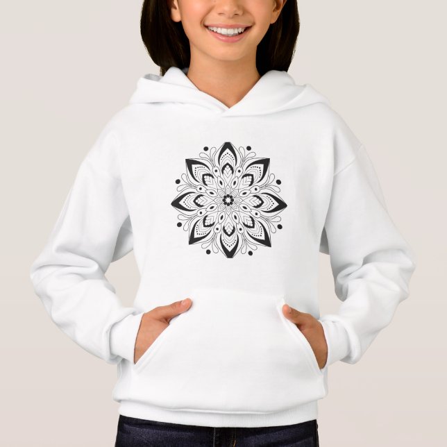 Lotus Mandala Design Women's Pullover Hoodie (Front)