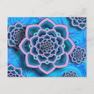 Lotus Mandala in Pink and Aqua Postcard
