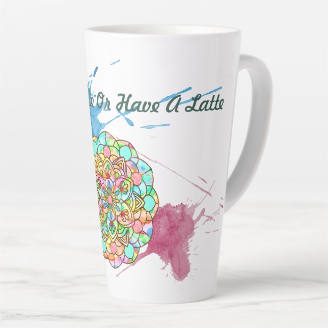 Lotus Mandala Latte Mug (Right Angle)