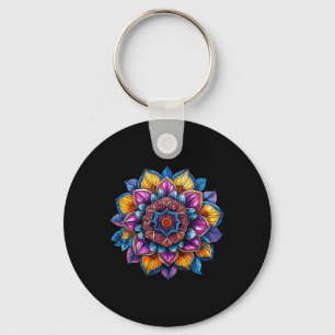 Lotus Mandala Sacred Geometry Key Ring