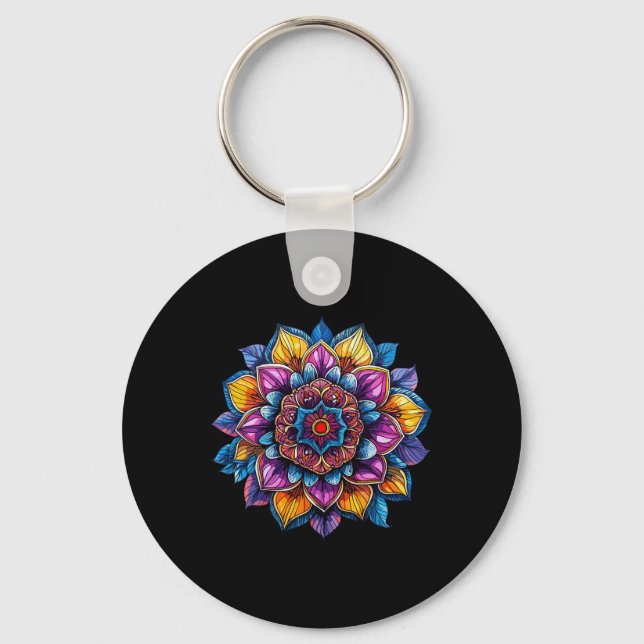 Lotus Mandala Sacred Geometry  Key Ring (Front)