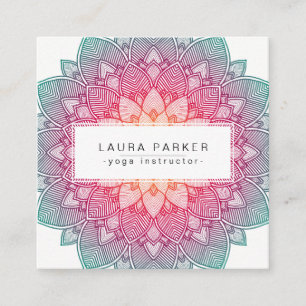 Lotus Mandala Yoga Instructor Meditation Holistic Square Business Card