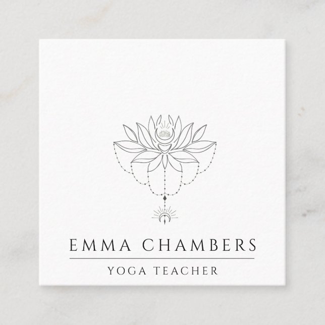 Lotus Meditation Teacher  Square Business Card (Front)