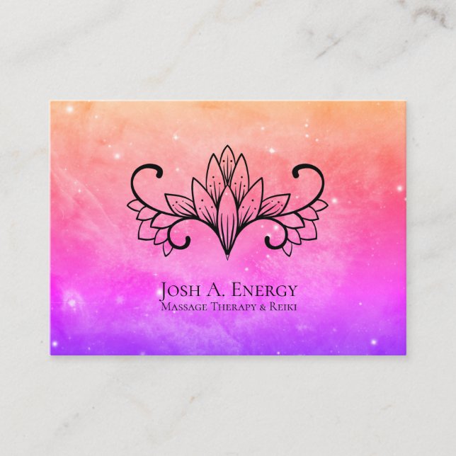 *~* Lotus Nebula Galaxy Universe Pink Lavender Business Card (Front)