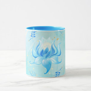 Lotus of Calm Waters – Teal Floral Artwork Mug