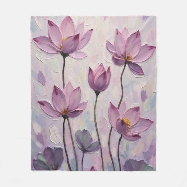 Lotus – Oil Painting Fleece Blanket (Front)