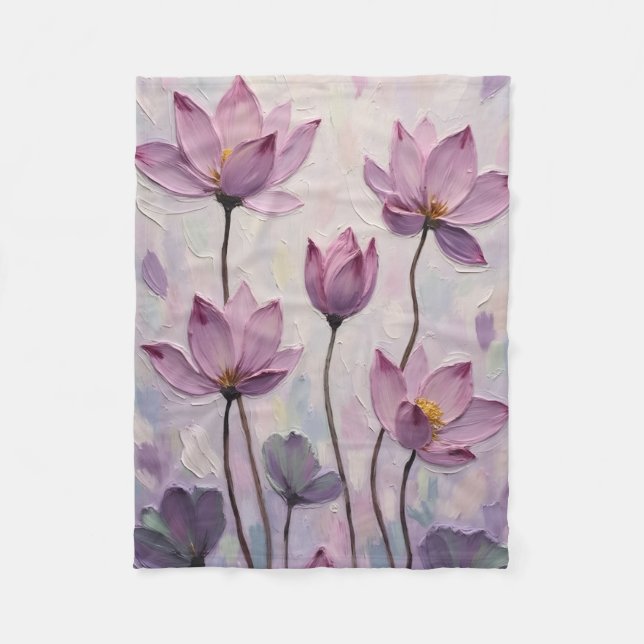 Lotus – Oil Painting Fleece Blanket (Front)