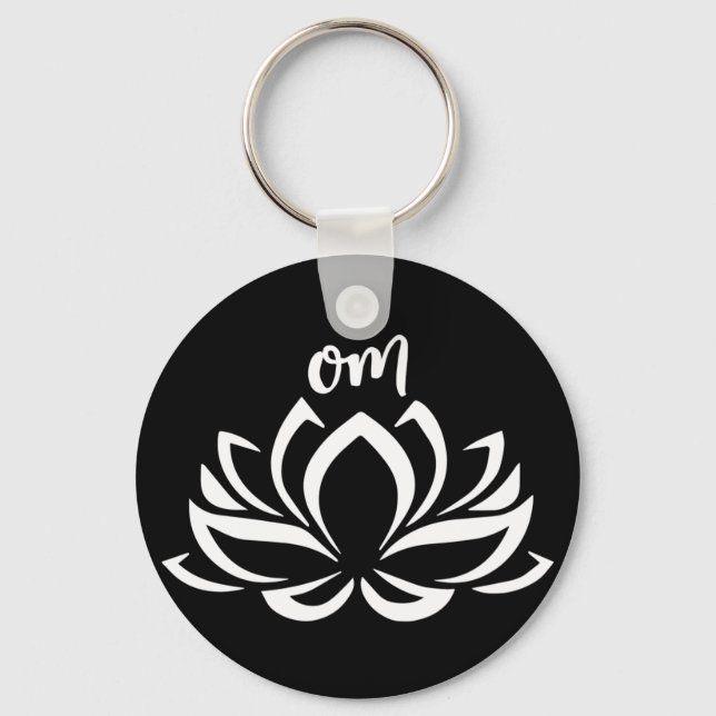 Lotus Om White Key Ring (Front)