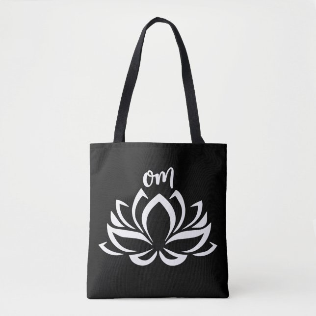 Lotus Om White Tote Bag (Front)