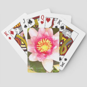 Lotus on Pink Vintage Art Playing Cards