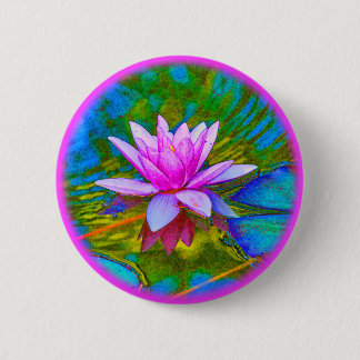 Lotus or Waterlily Elegant Flower Yoga 6 Cm Round Badge