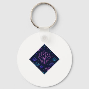Lotus Pattern Geometric Dark  Key Ring