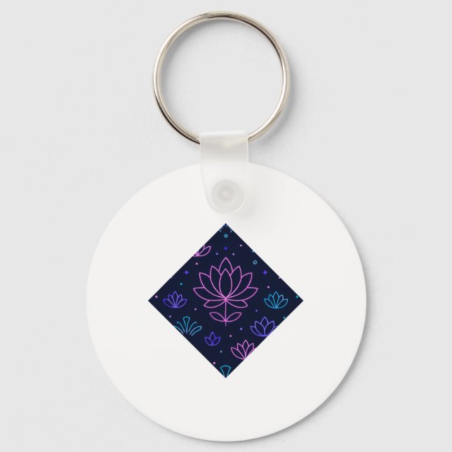 Lotus Pattern Geometric Dark  Key Ring (Front)